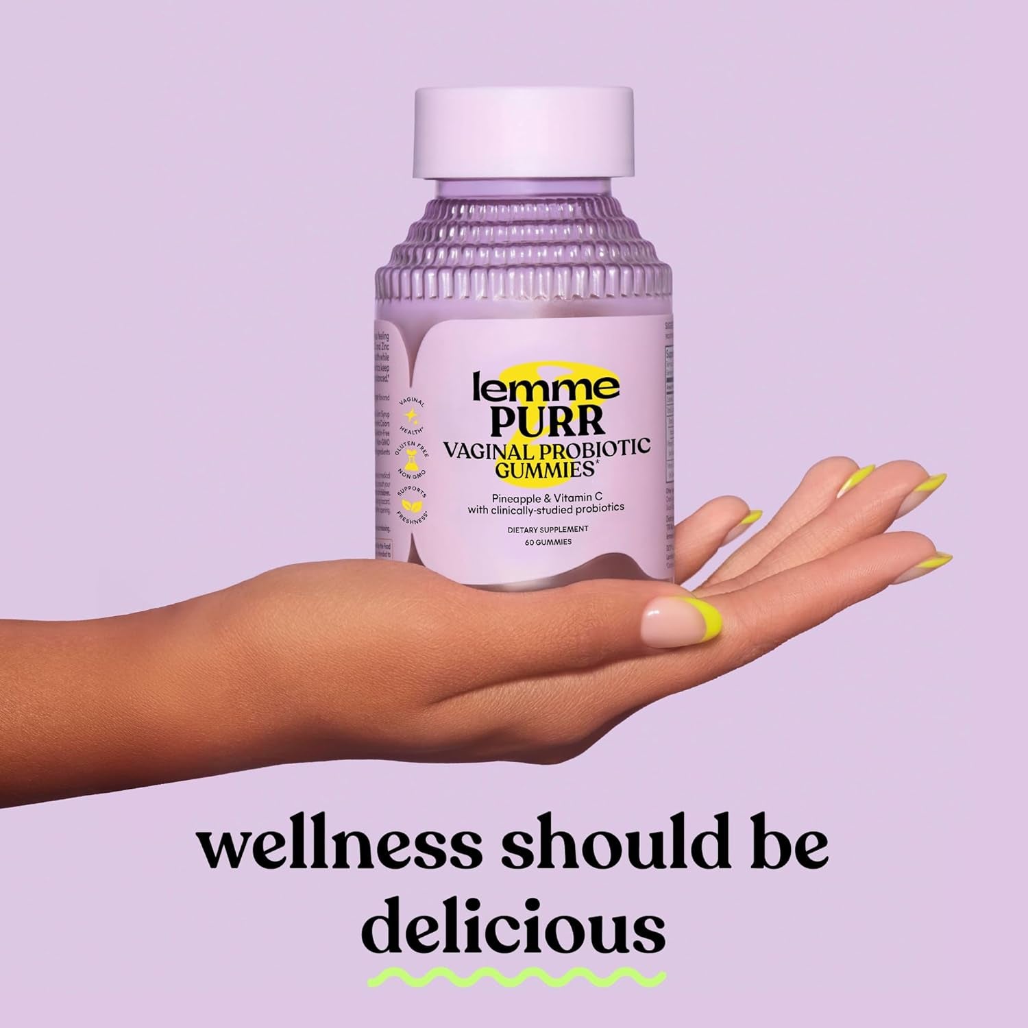 Purr Vaginal Probiotic Gummies for Women - Balanced Ph, Healthy Odor, Yeast Balance & Flora Support + Vitamin C for Immune Health - Tasty Pineapple (60 Count)